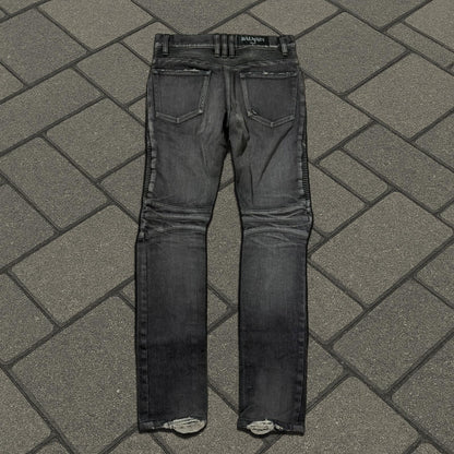 AW15 Balmain Black Biker Denim (