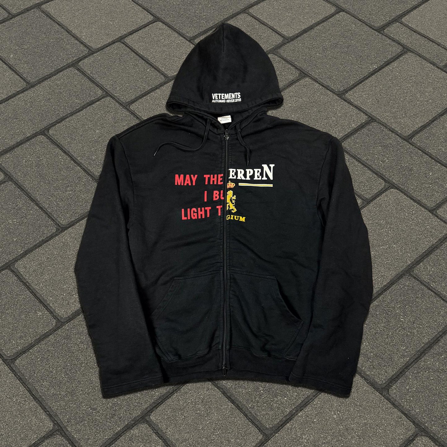 AW18 Vetements Bridges Antwerp Split Zip Hoodie