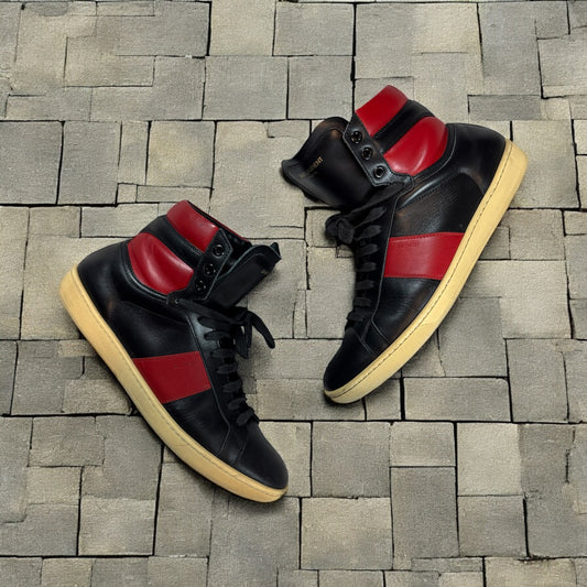 Saint Laurent Paris SL/02H Red Hi Top Sneakers
