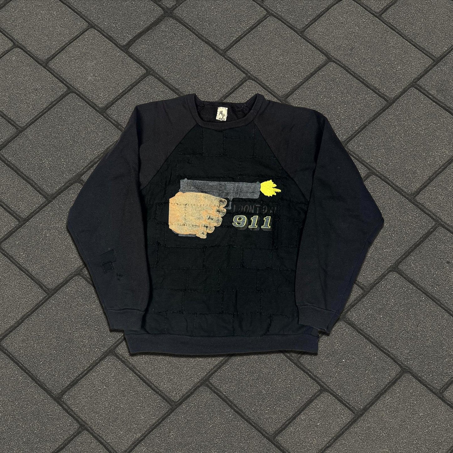 Miju Repairs ‘I Don’t Dial 911’ Patchwork Crewneck