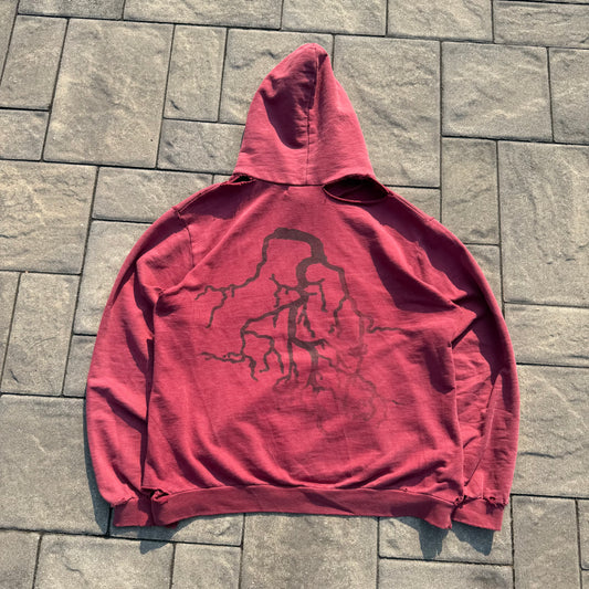 AW02 Raf Simons Red Virginia Creeper Roots Hoodie