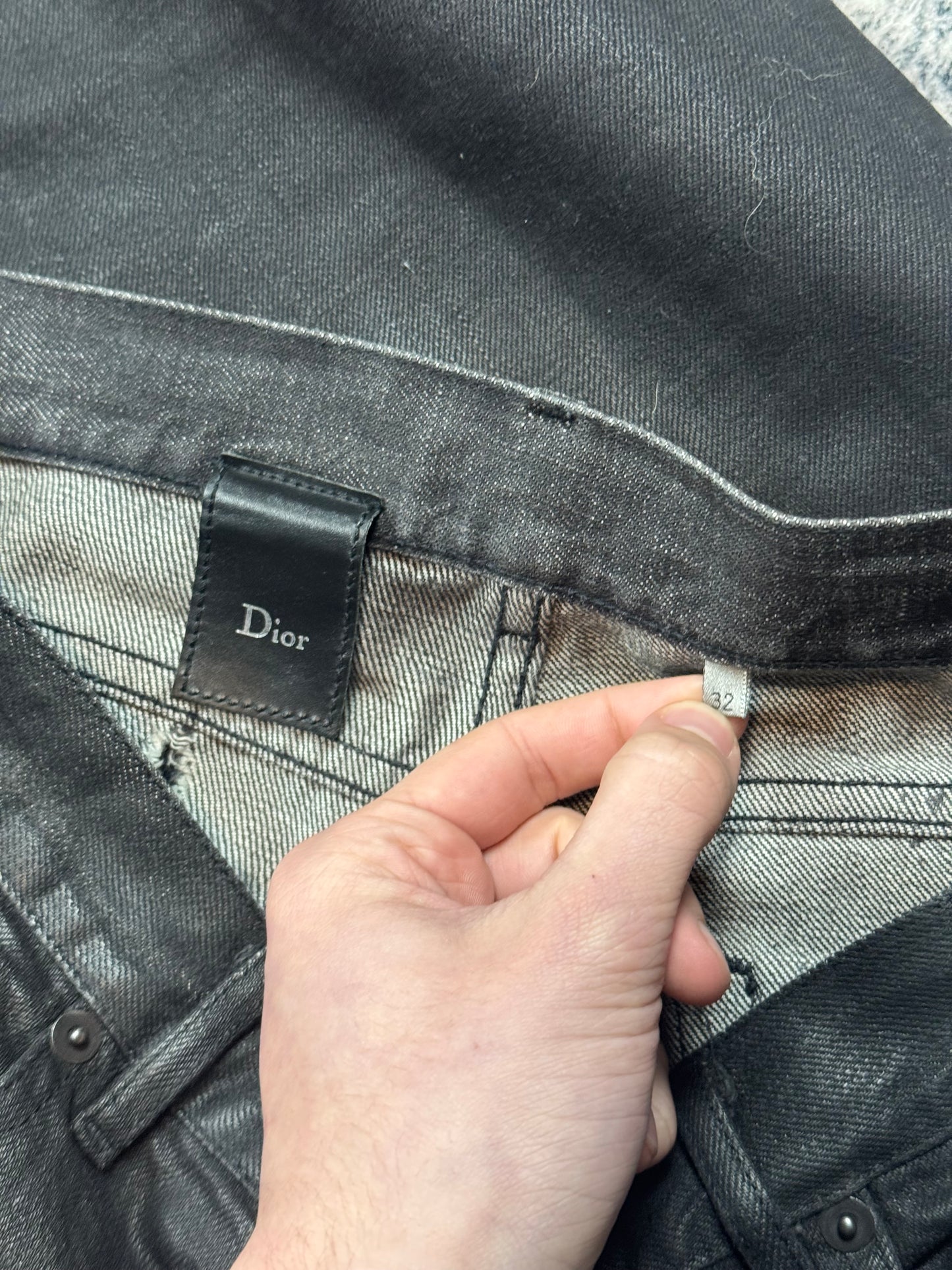 SS04 Dior Homme Strip Waxed Denim