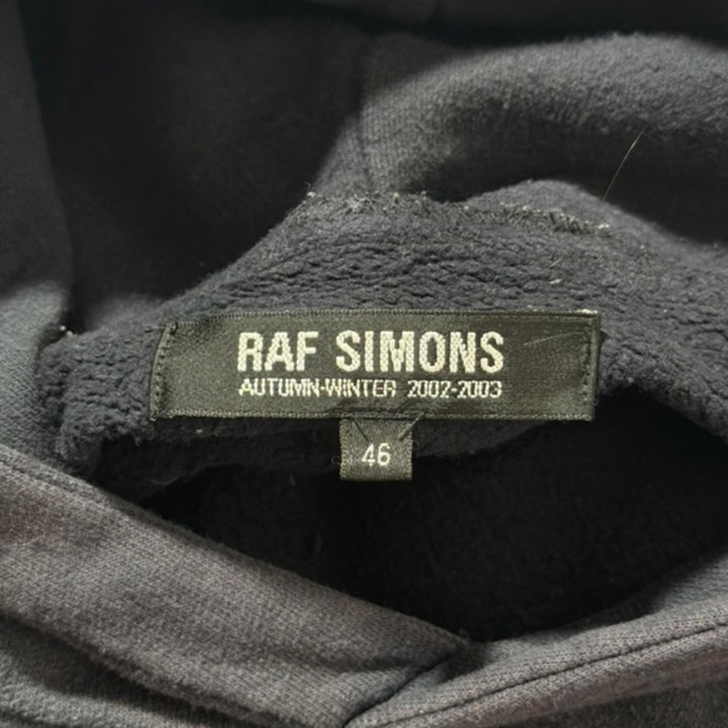 AW02 Raf Simons Black Virginia Creeper Colligate Hoodie
