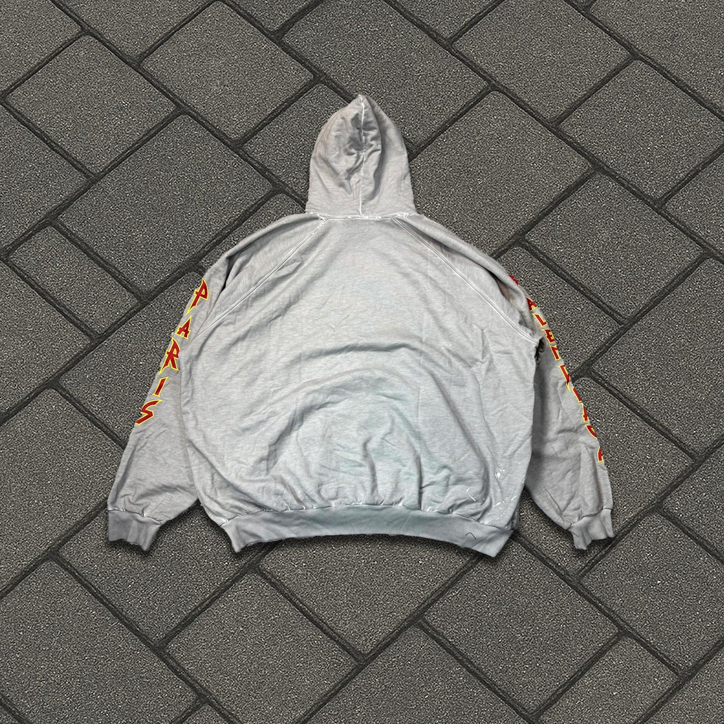 2021 Balenciaga Grey Metal Logo Hoodie