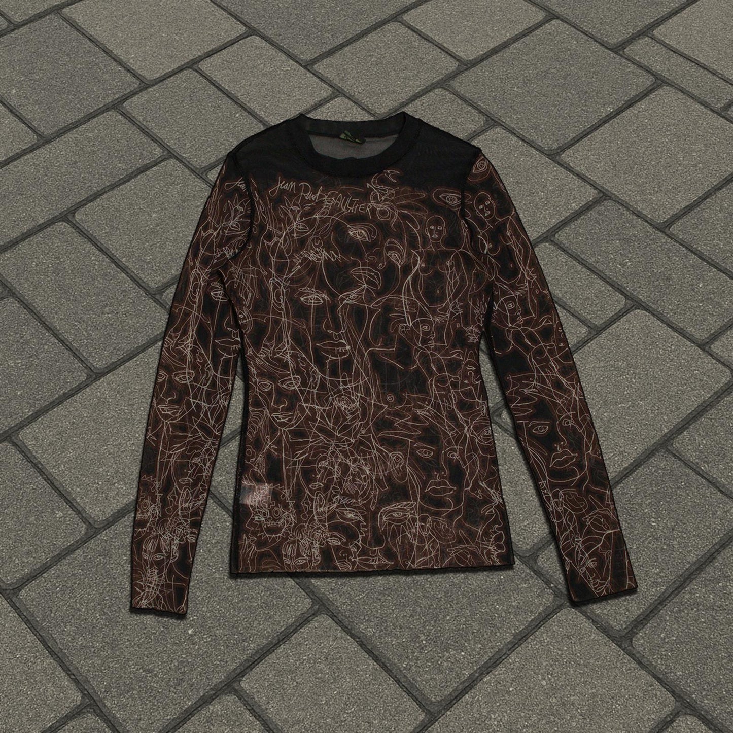 90’s Jean Paul Gaultier ‘Faces’ Mesh Longsleeve