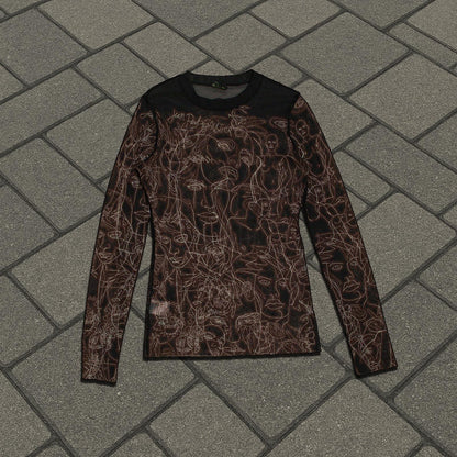 90’s Jean Paul Gaultier ‘Faces’ Mesh Longsleeve