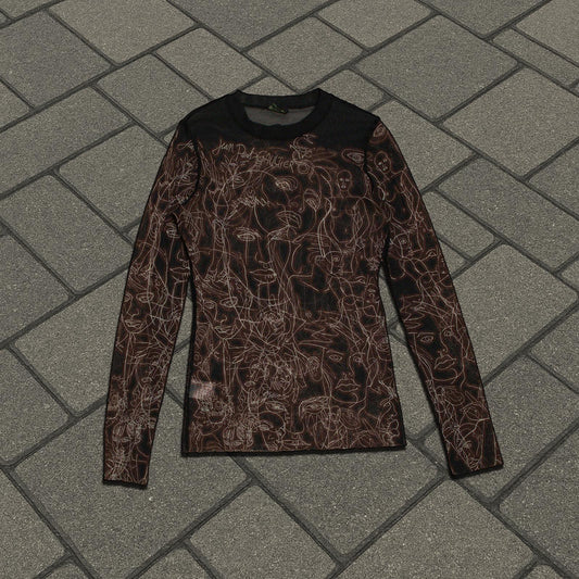 90’s Jean Paul Gaultier ‘Faces’ Mesh Longsleeve