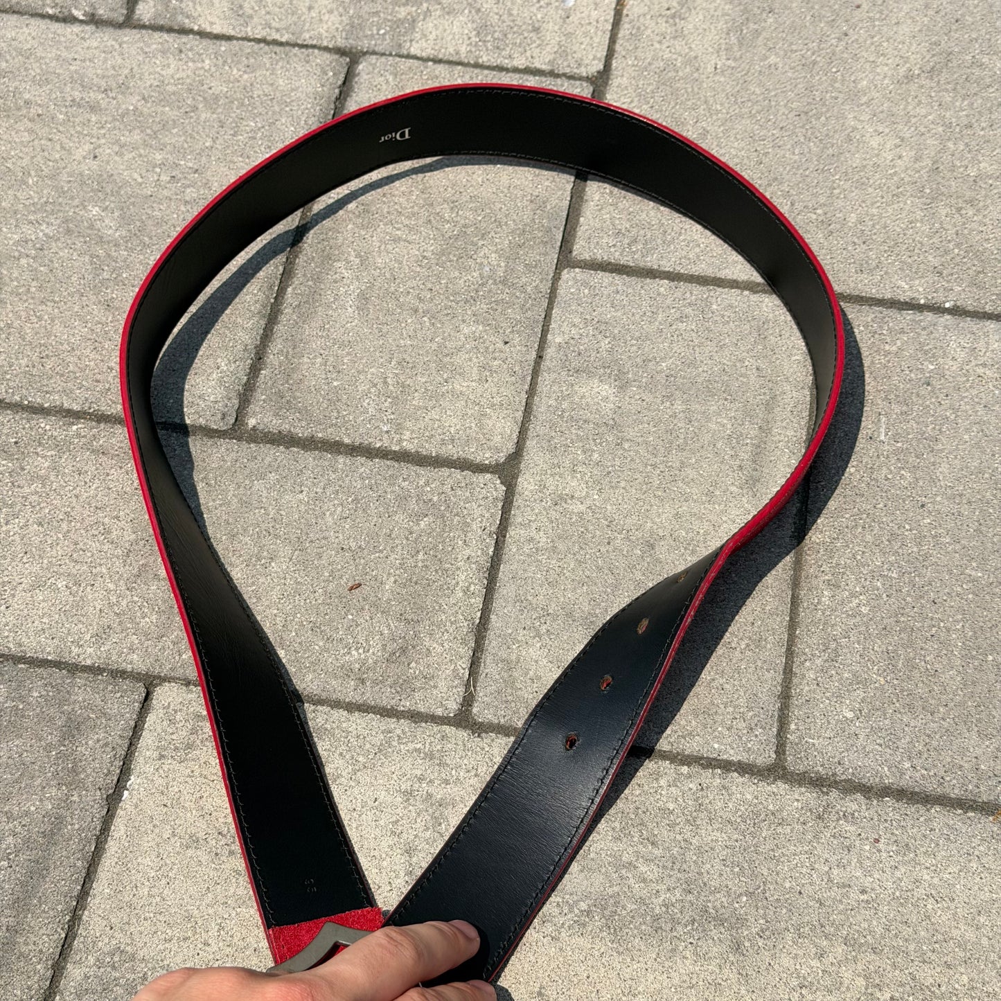 SS05 Dior Homme Red Suede D Point Belt