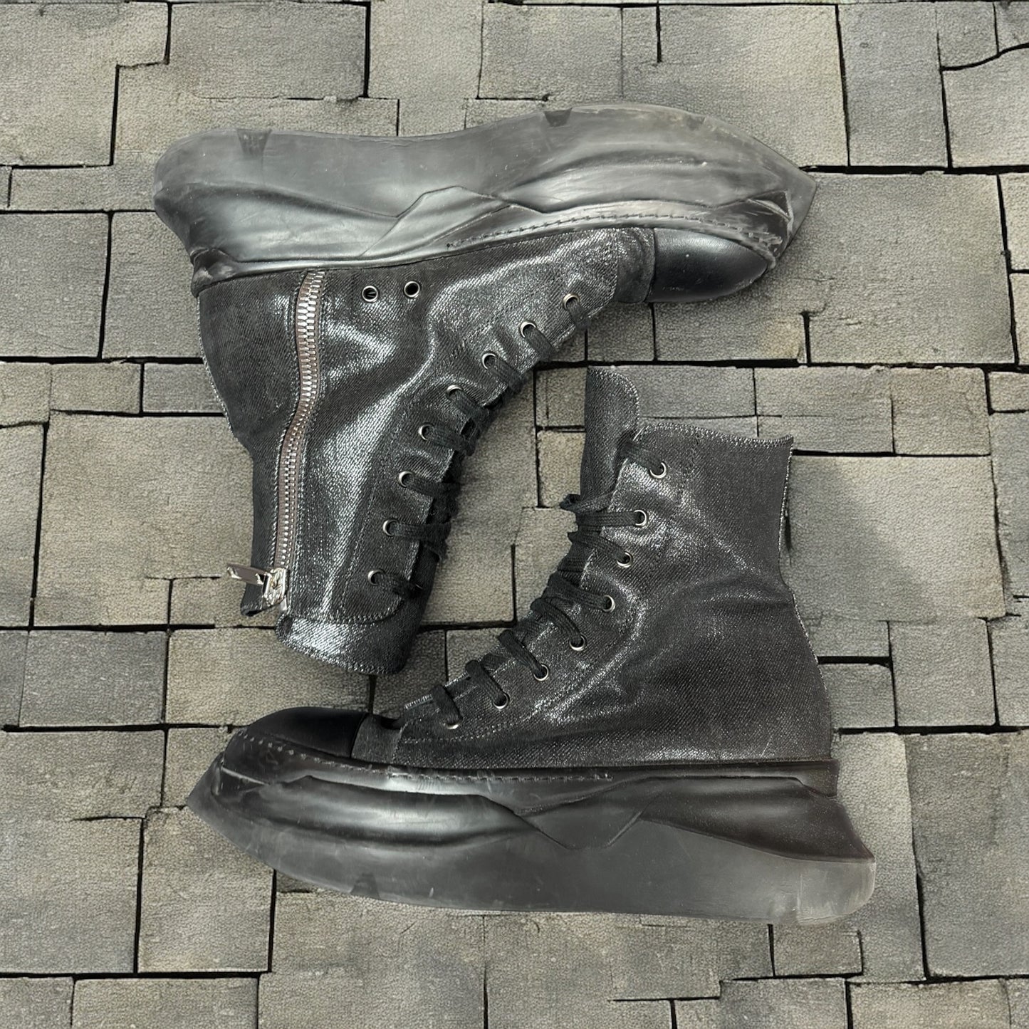 Rick Owens Black Waxed Abstract Ramones