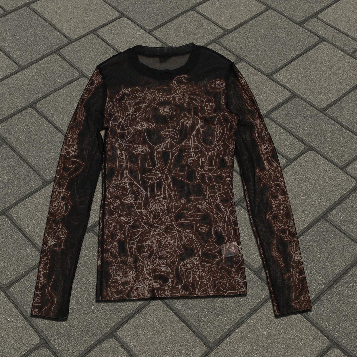 90’s Jean Paul Gaultier ‘Faces’ Mesh Longsleeve