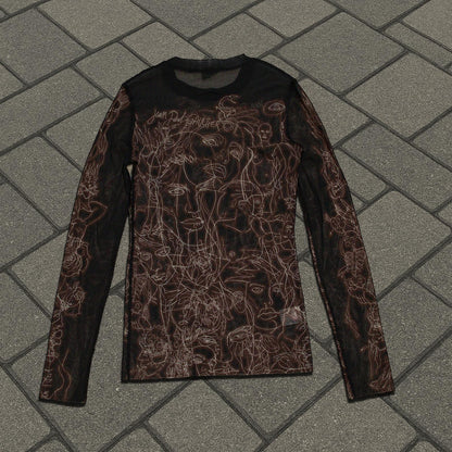 90’s Jean Paul Gaultier ‘Faces’ Mesh Longsleeve