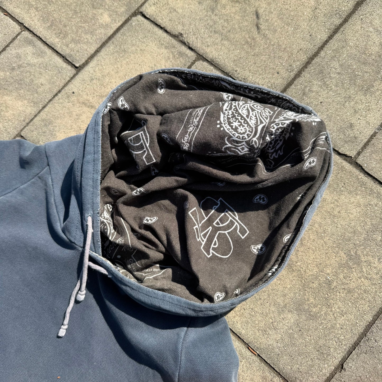 AW04 Raf Simons Navy Reverse Paisley Hoodie