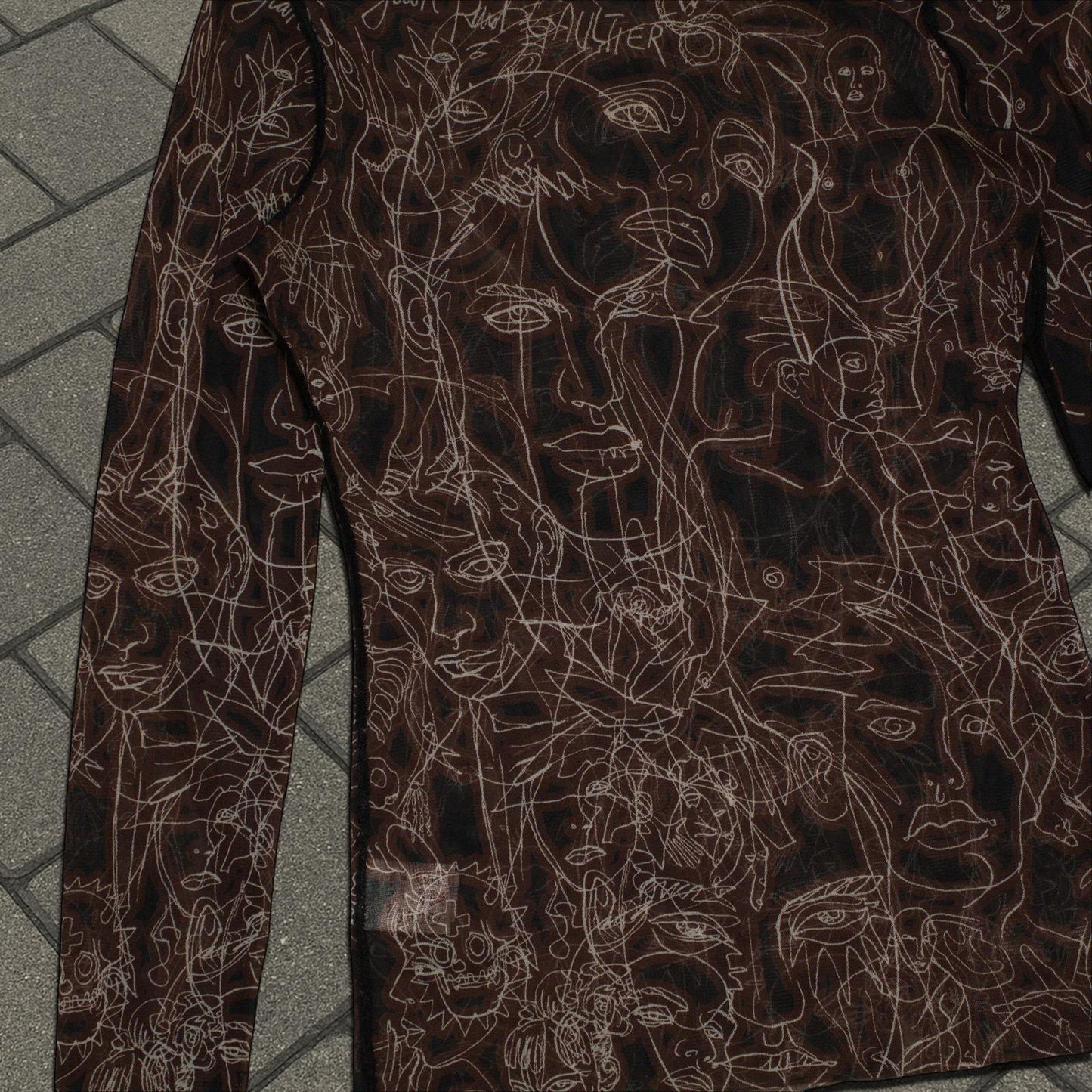 90’s Jean Paul Gaultier ‘Faces’ Mesh Longsleeve
