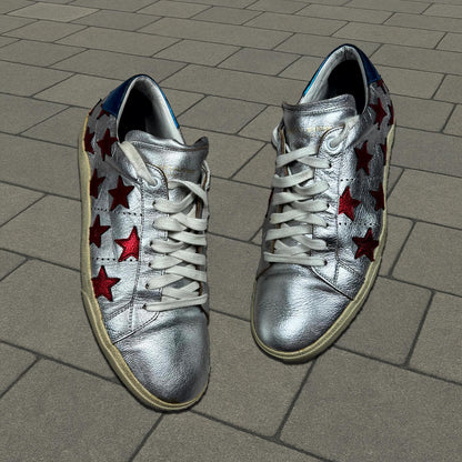 Saint Laurent Paris Silver Star Sneakers