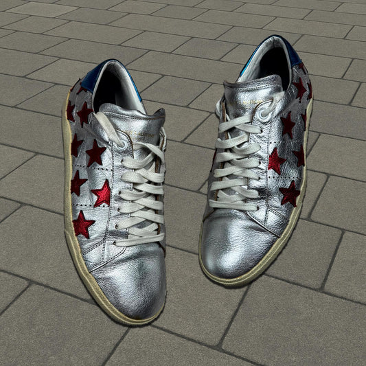 Saint Laurent Paris Silver Star Sneakers