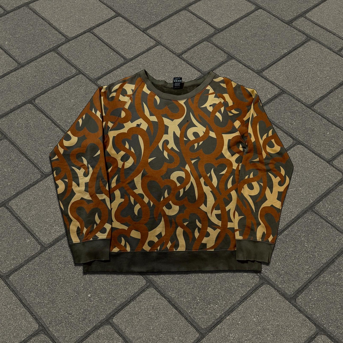 AW04 Number (N)ine Green Tribal Camo Crewneck