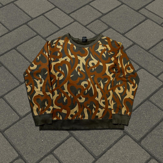 AW04 Number (N)ine Green Tribal Camo Crewneck