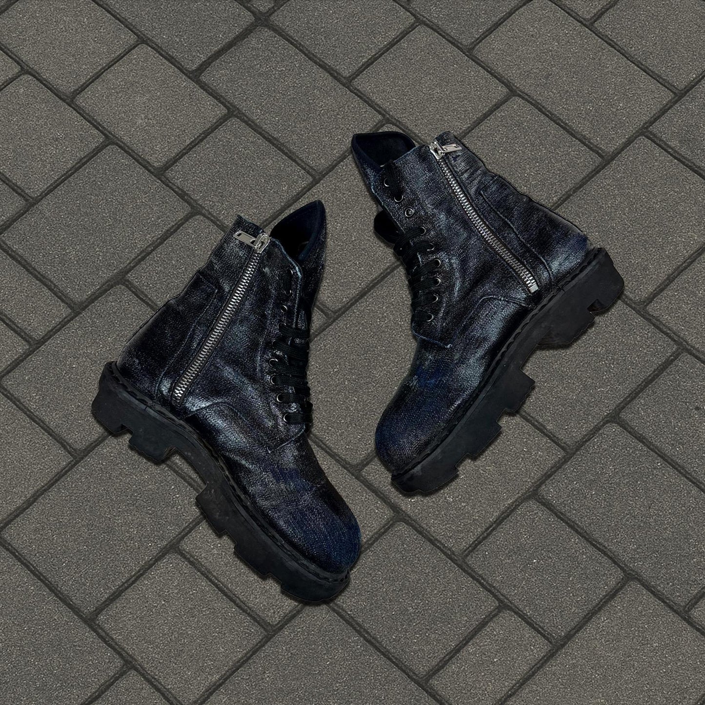 Rick Owens Black Waxed Megatooth Boots