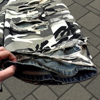 Balenciaga Trompe Loeil Snow Camo Destroyed Shorts
