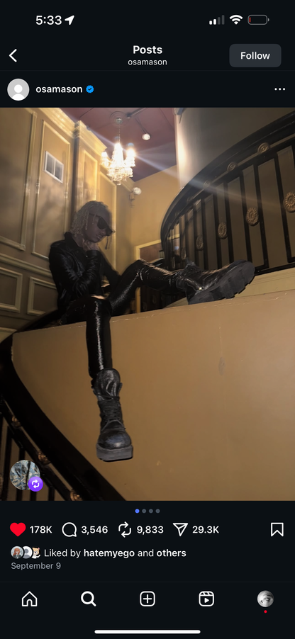 Rick Owens Black Waxed Megatooth Boots