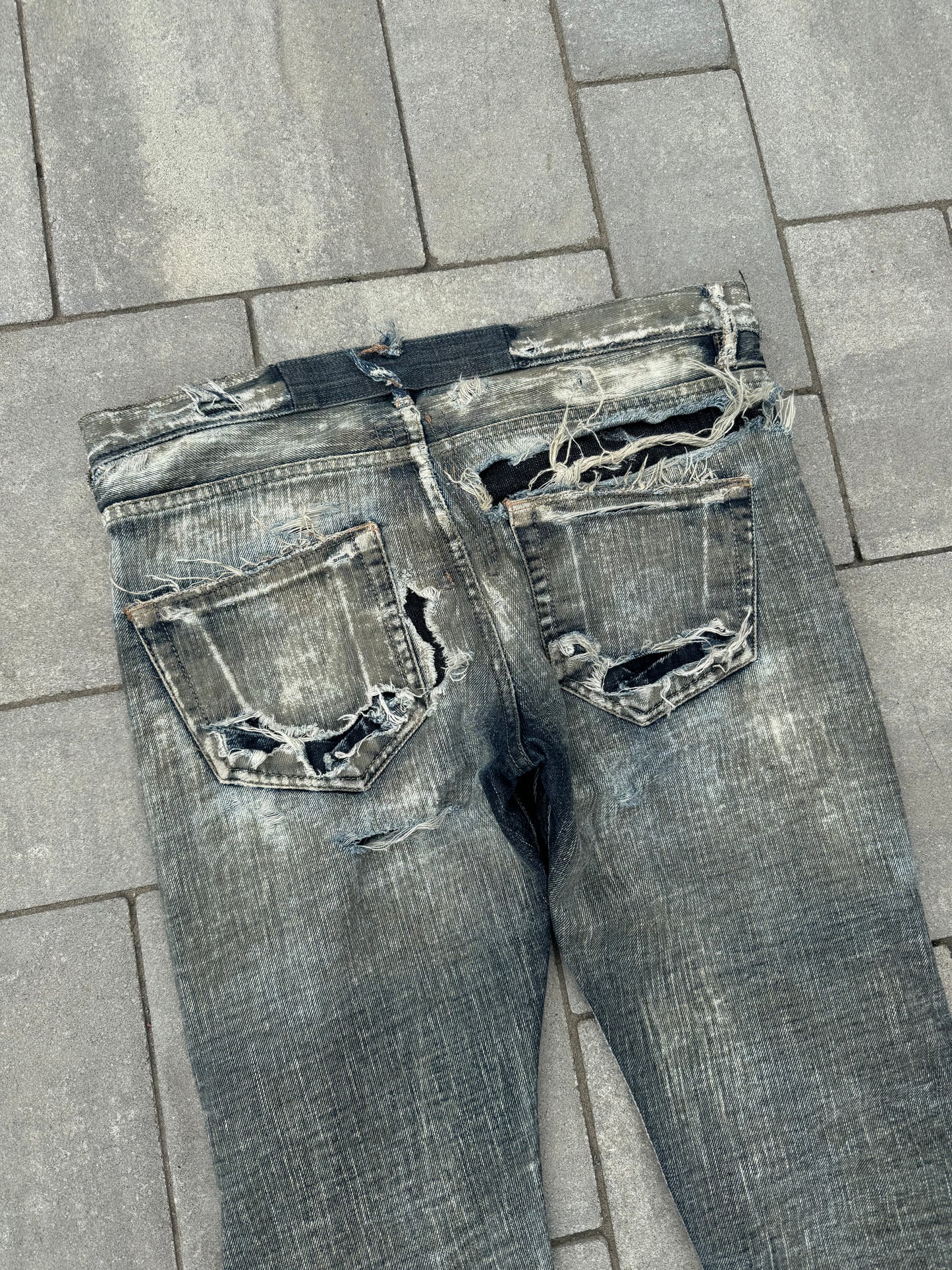 SS09 Rick Owens “Strutter” Acid Wash Banana Cut Denim