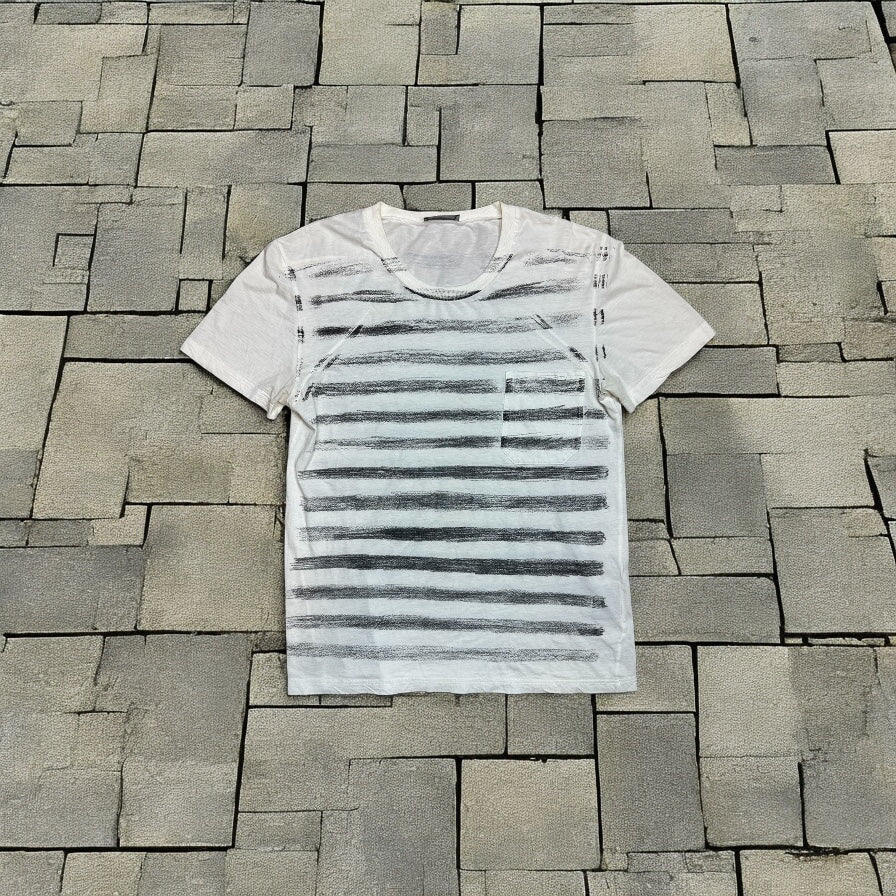 SS05 Dior Homme White Runway Striped Tee