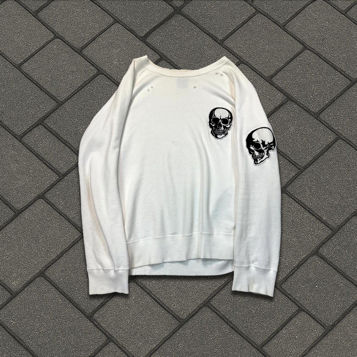 SS04 Number Nine White Double Skull Crewneck
