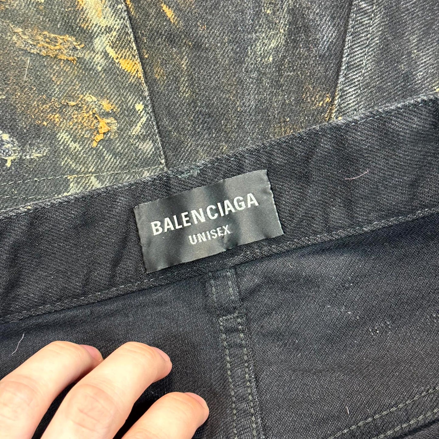 SS23 Balenciaga Thrashed Mud Denim Shorts