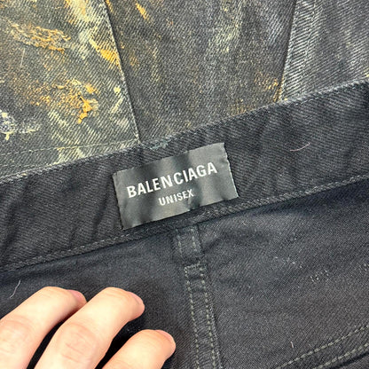 SS23 Balenciaga Thrashed Mud Denim Shorts