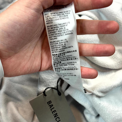 2021 Balenciaga Grey Metal Logo Hoodie