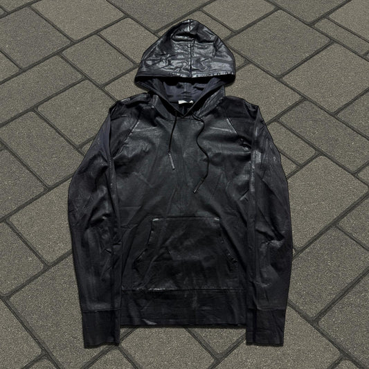 AW03 Dior Homme Black Waxed Luster Hoodie