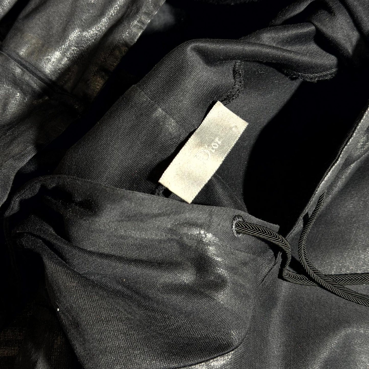 AW03 Dior Homme Black Waxed Luster Hoodie