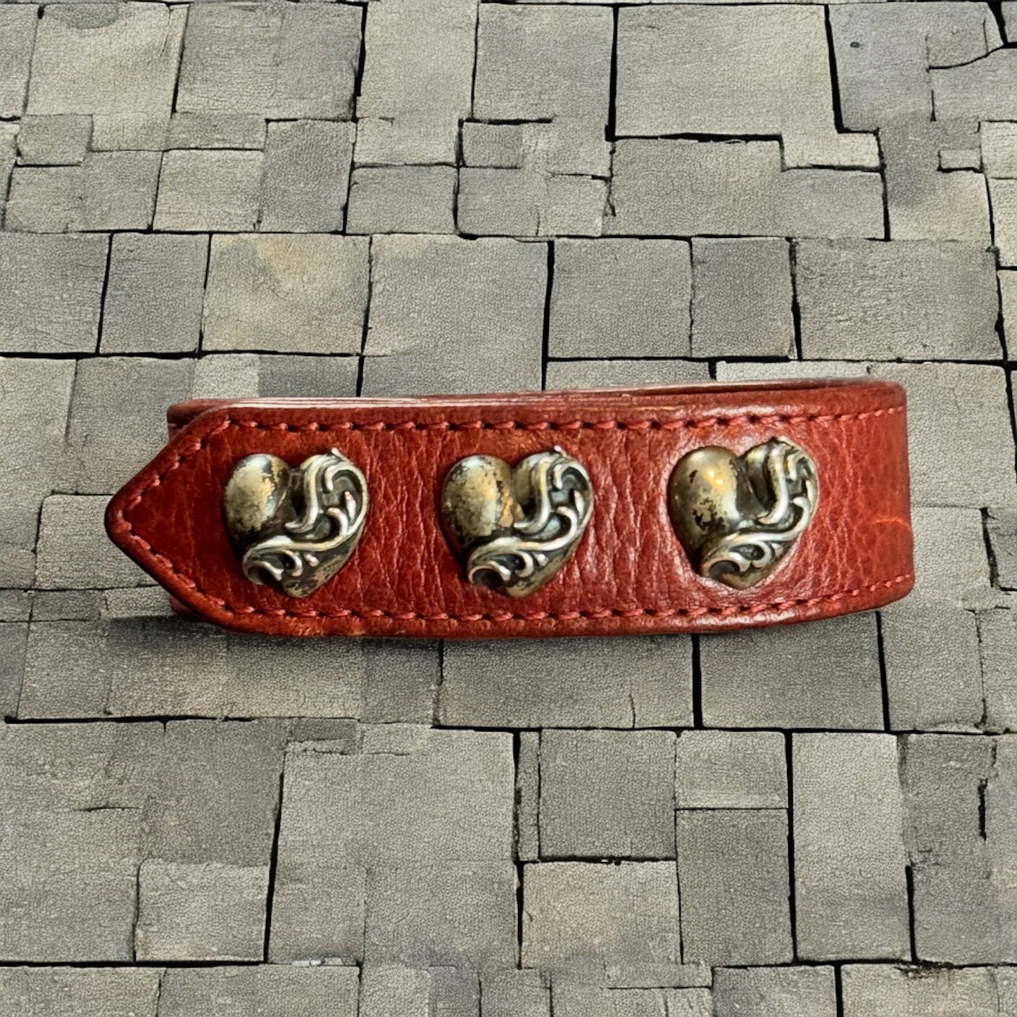 Chrome Hearts Red “Heart” 3 Snap Bracelet