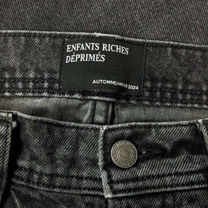 AW24 Enfants Riches Déprimés Black Thrashed Flare Denim
