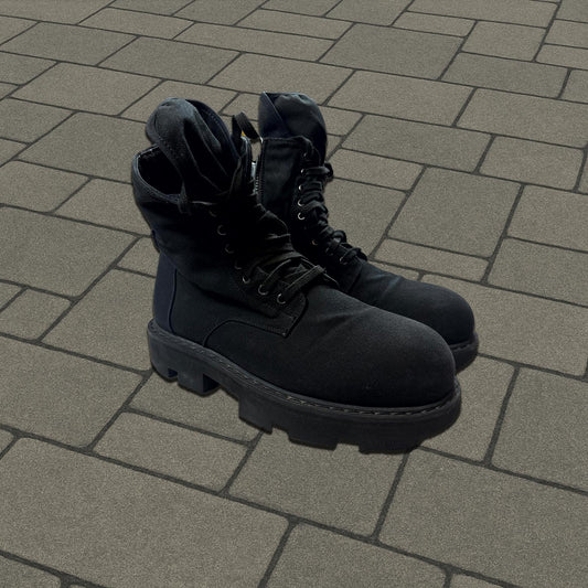 Rick Owens DRKSHDW Black Canvas Megatooth Boots