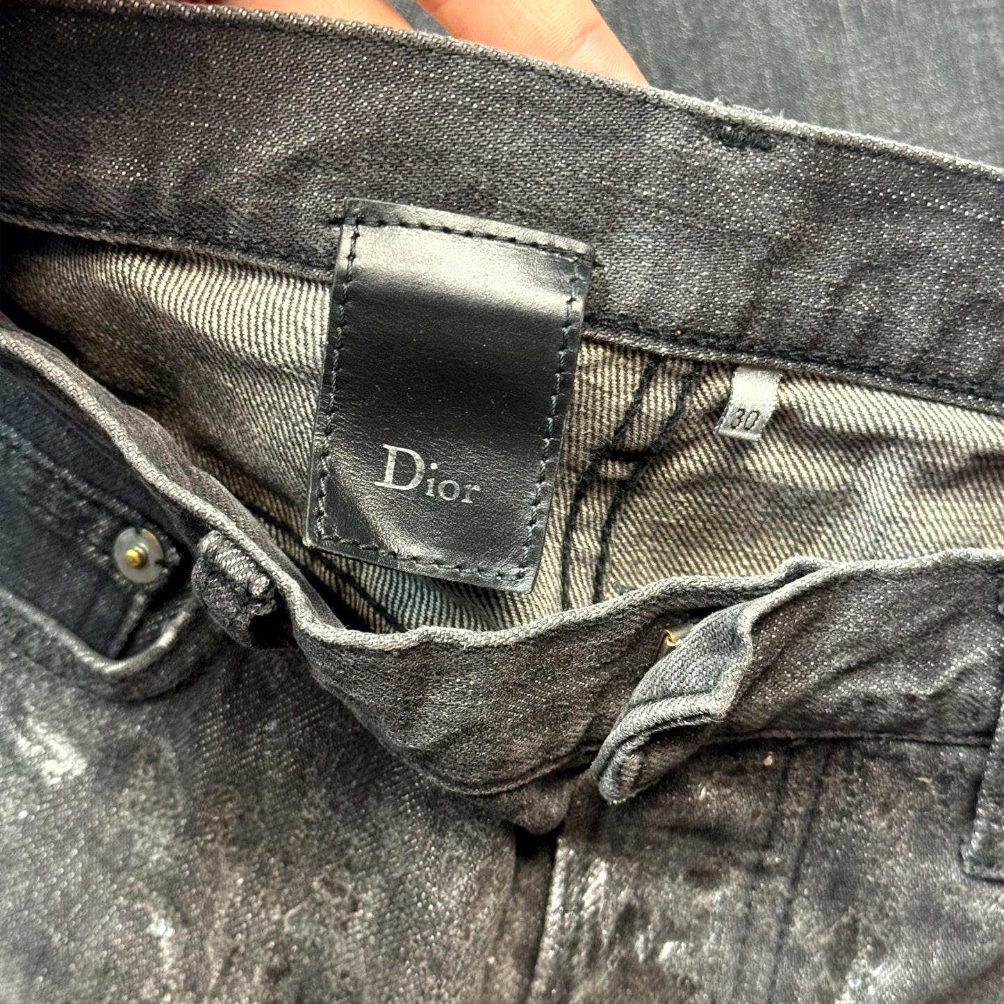 AW05 Dior Homme Black Waxed Luster Denim