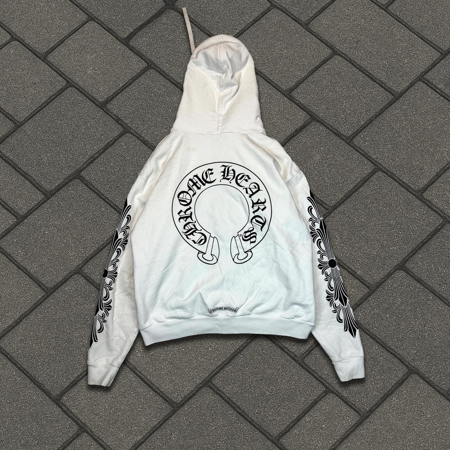 Chrome Hearts White Horseshoe Zip Up Hoodie