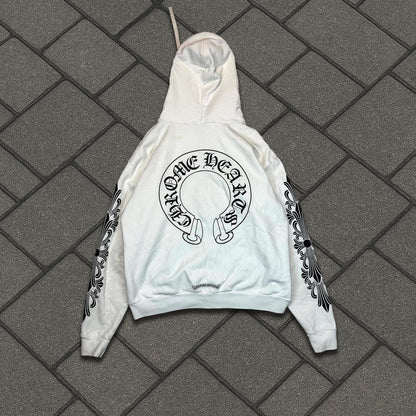 Chrome Hearts White Horseshoe Zip Up Hoodie