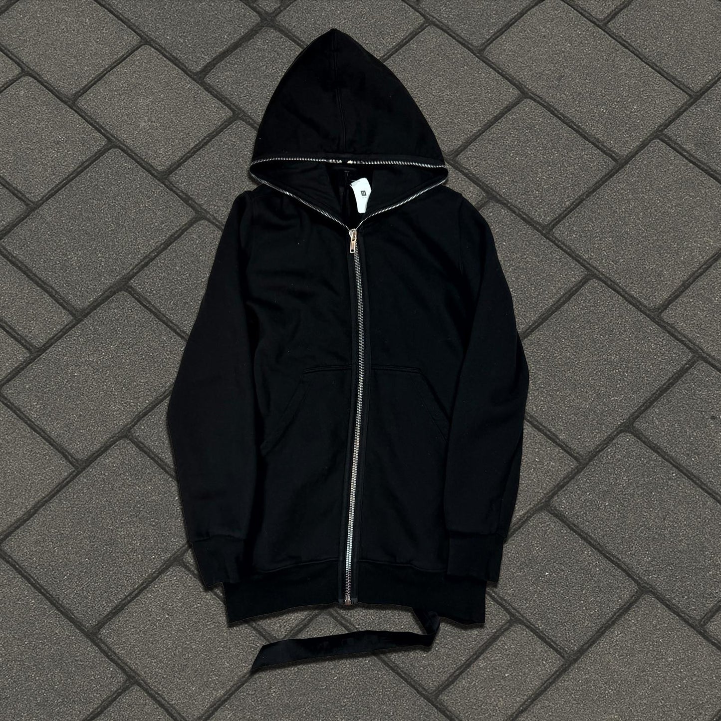 Rick Owens Black Gimp Zip Up Hoodie