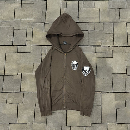 SS04 Number Nine Double Skull Zip Up Hoodie