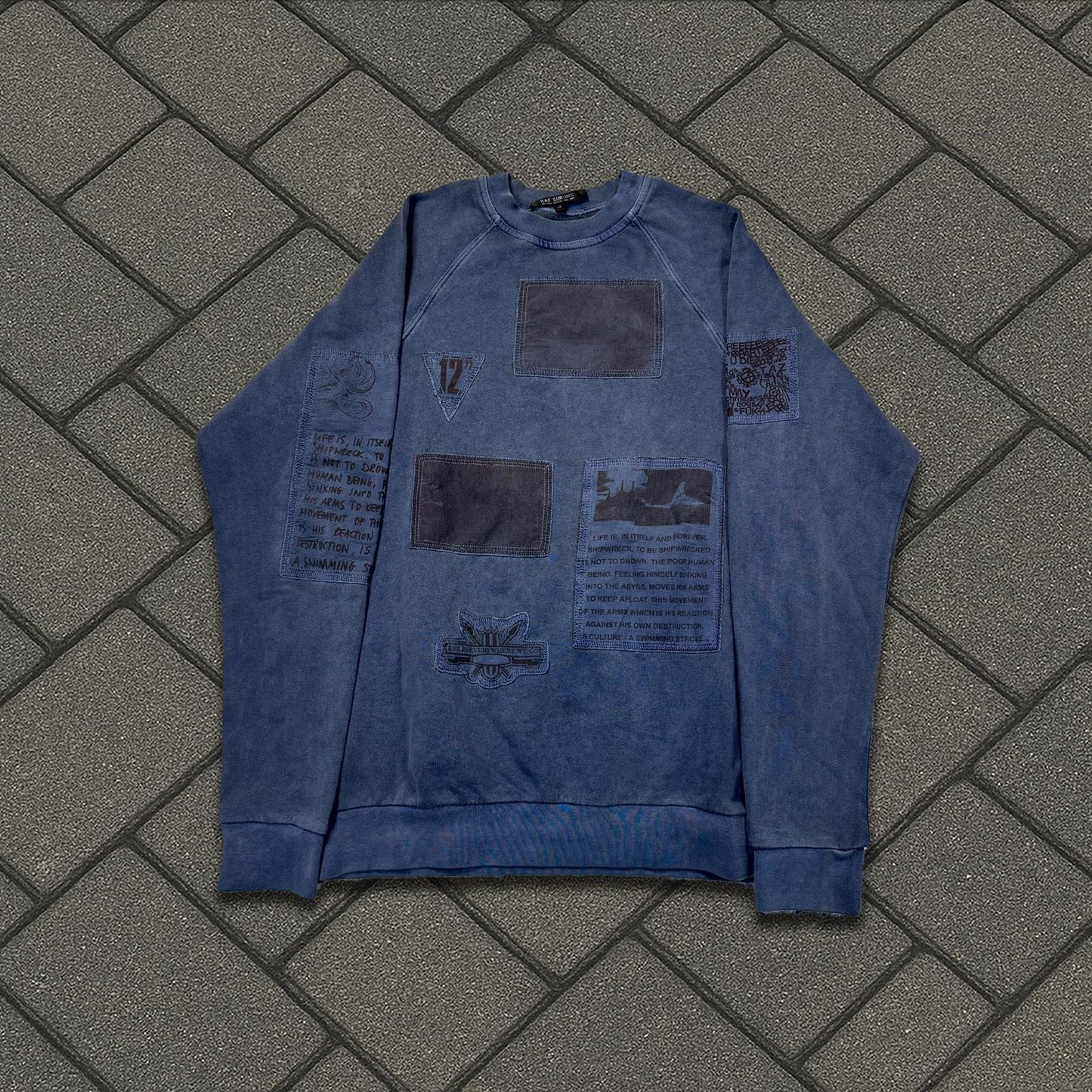 AW04 Raf Simons “Waves” Patches Crewneck