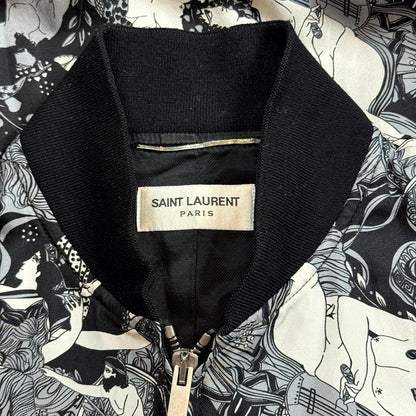 2017 Saint Laurent Paris Greek Gods Silk Bomber Jacket