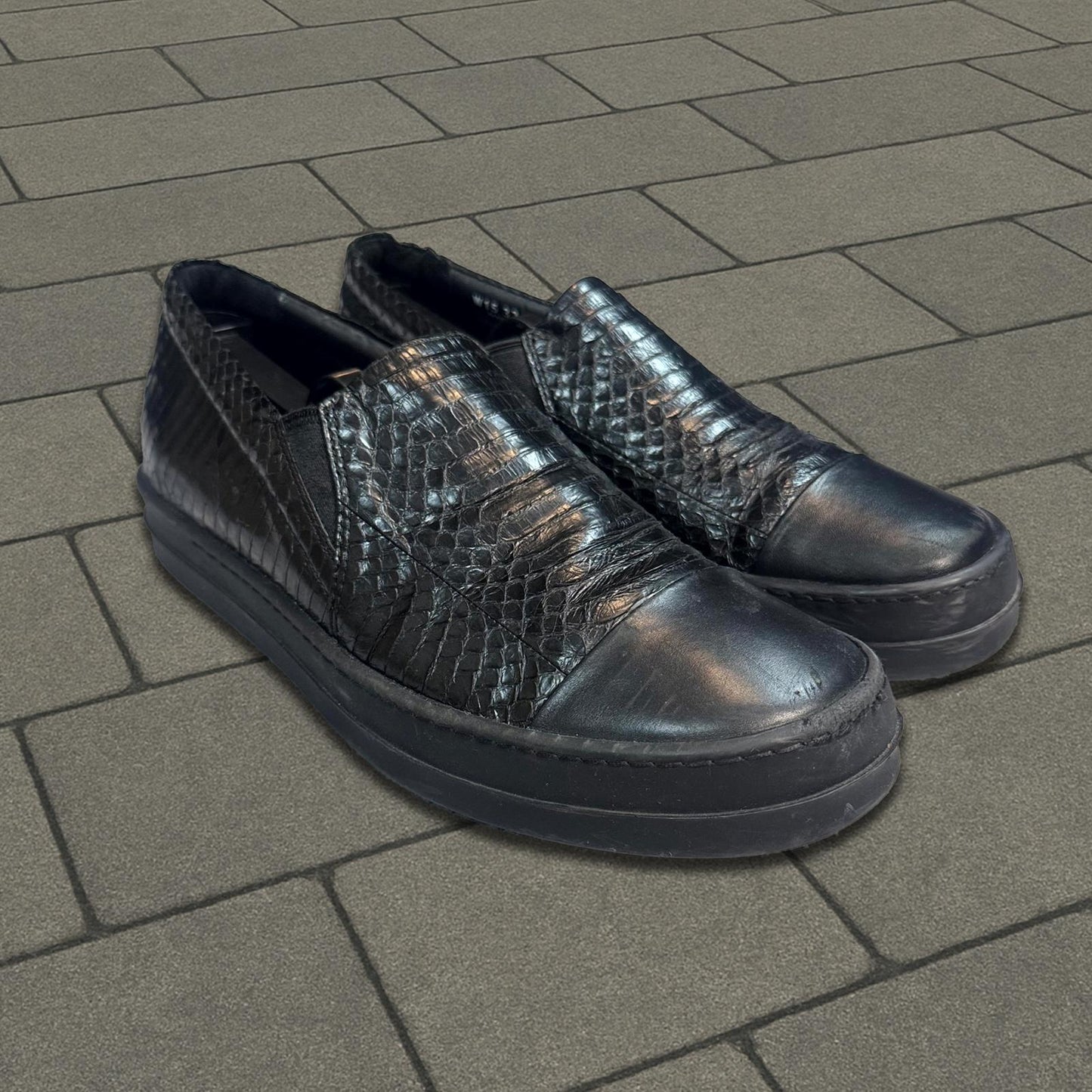 FW14 Rick Owens Python Skin Slip On Shoes