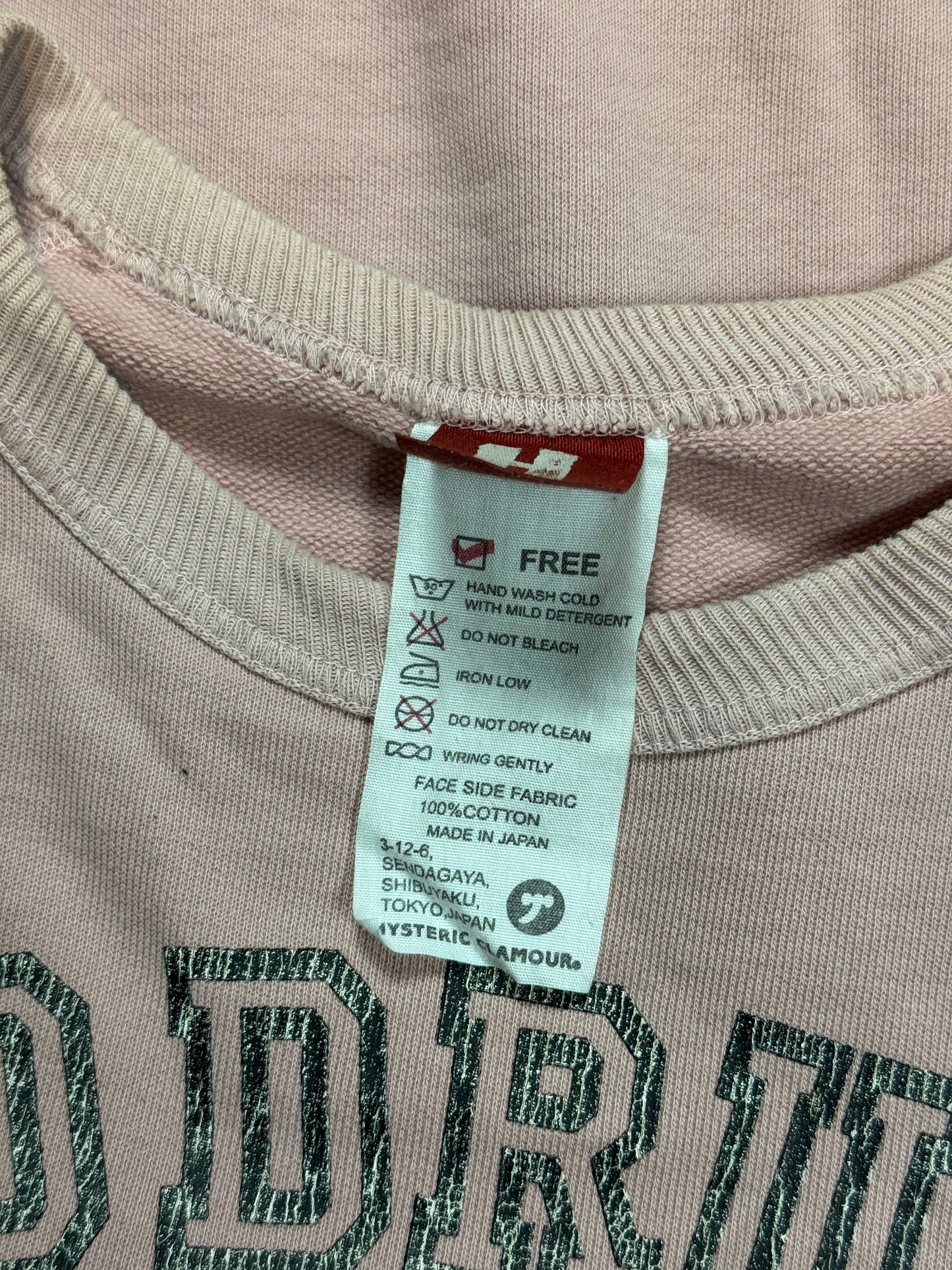 Hysteric Glamour Pink Too Drunk To Fuck Crewneck