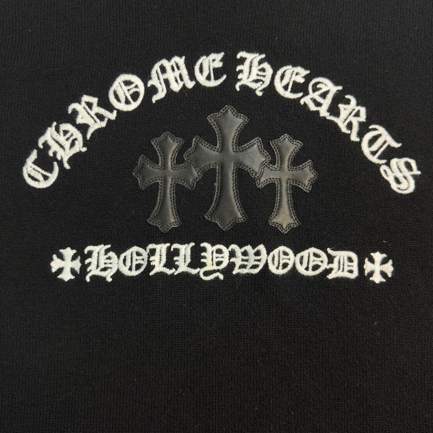 Chrome Hearts Sailin On Leather Patch Cashmere Hoodie
