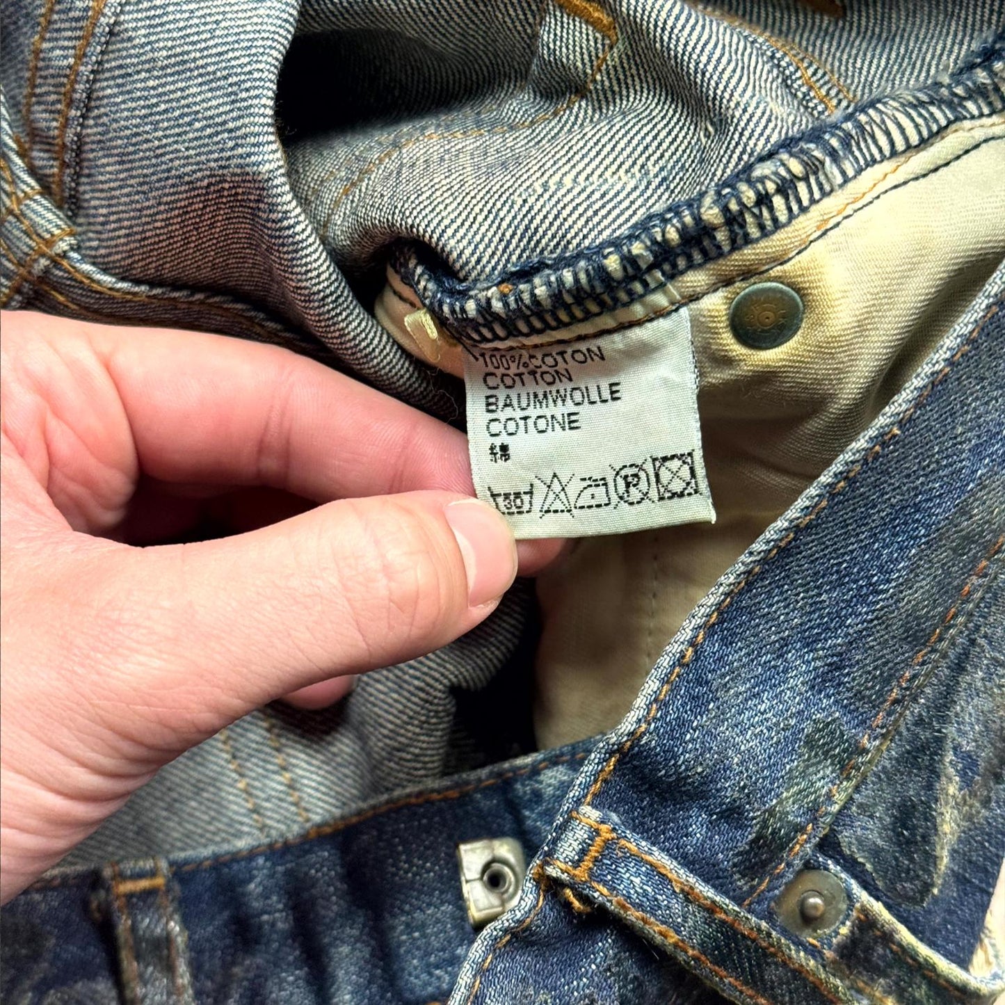 AW05 Dior Homme Green Wax Luster Denim