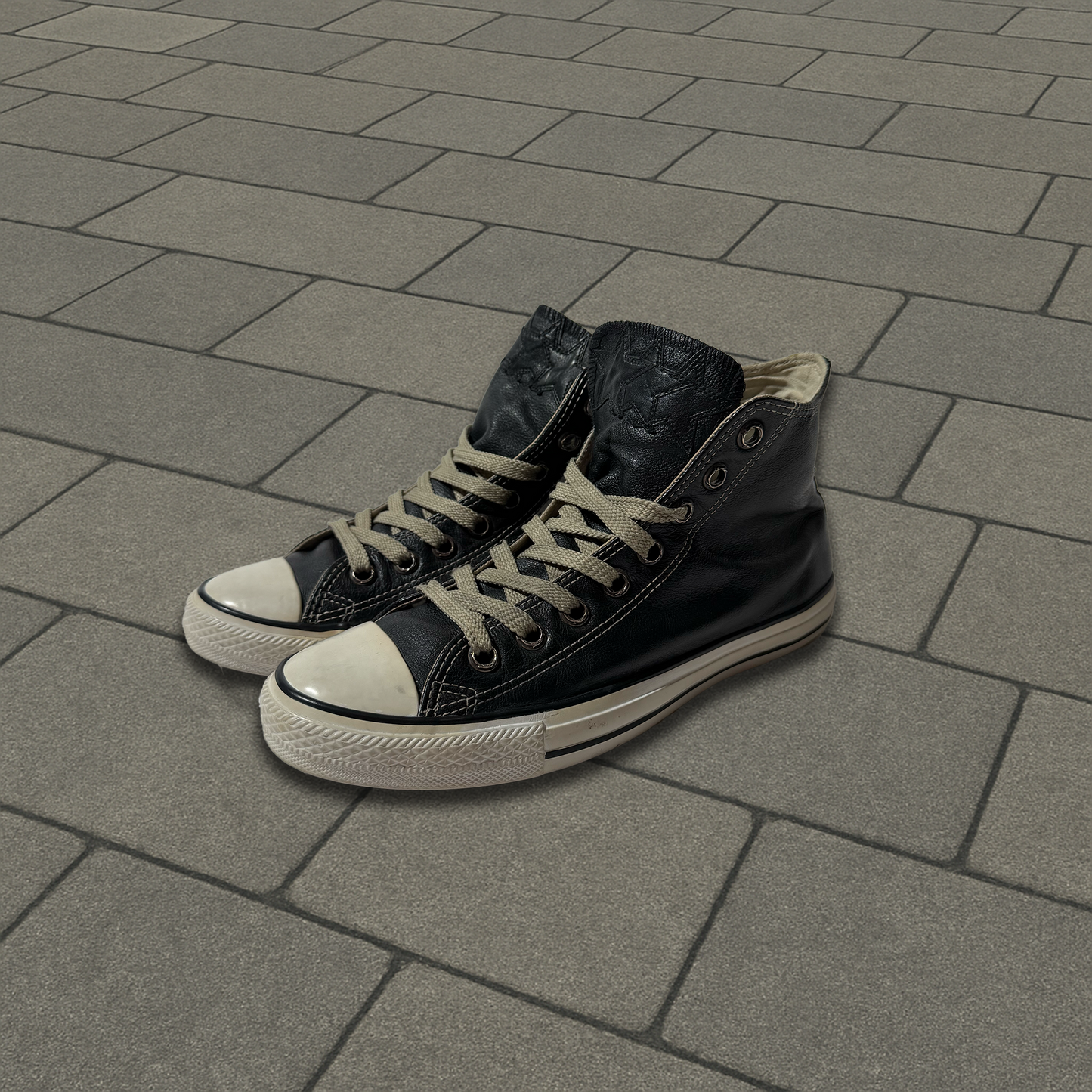 Chrome Hearts Black Leather Star Patch Converse
