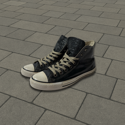 Chrome Hearts Black Leather Star Patch Converse