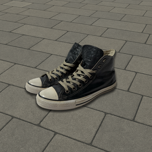 Chrome Hearts Black Leather Star Patch Converse