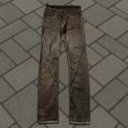 SS09 Rick Owens Gold Wax Strutter Banana Cut Denim